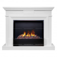 Каминокомплект RealFlame Marco с очагом 3D Cassette 630 (чёрная вставка) Белый (WT-P511) с дровами