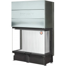 Каминная топка EcoKamin Дельта 1200х800х450P три стекла (подовое горение) Белый шамот
