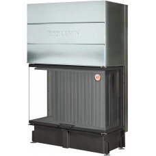 Каминная топка EcoKamin Дельта 1200х800х450P три стекла (подовое горение) Черный шамот